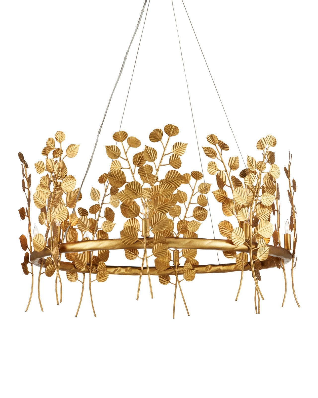 Golden Eucalyptus Round Chandelier